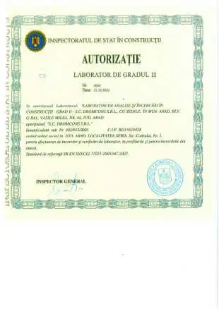 Autorizatie laborator de gradul 2