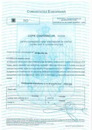 Copie conforma transport rutier